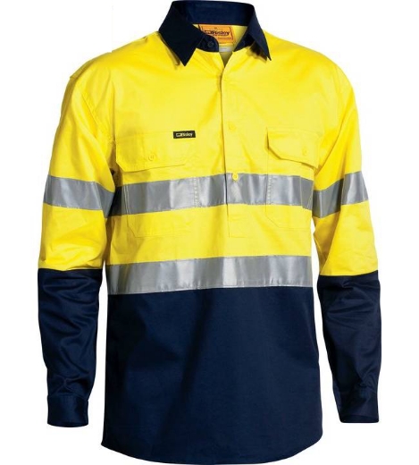 Picture of Bisley, Taped Hi Vis Closed Front Cool Lightweight Shirt